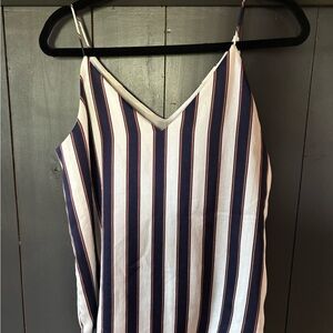 Express Navy and White Striped Blouse